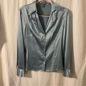 Ann Taylor silk baby blue long sleeve blouse womens 6